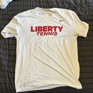 Nike White T-Shirt with Red Liberty Mens Tennis Print